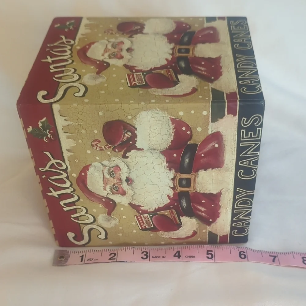 Tissue Box Cover Vintage Christmas Look Santa & Candy Canes